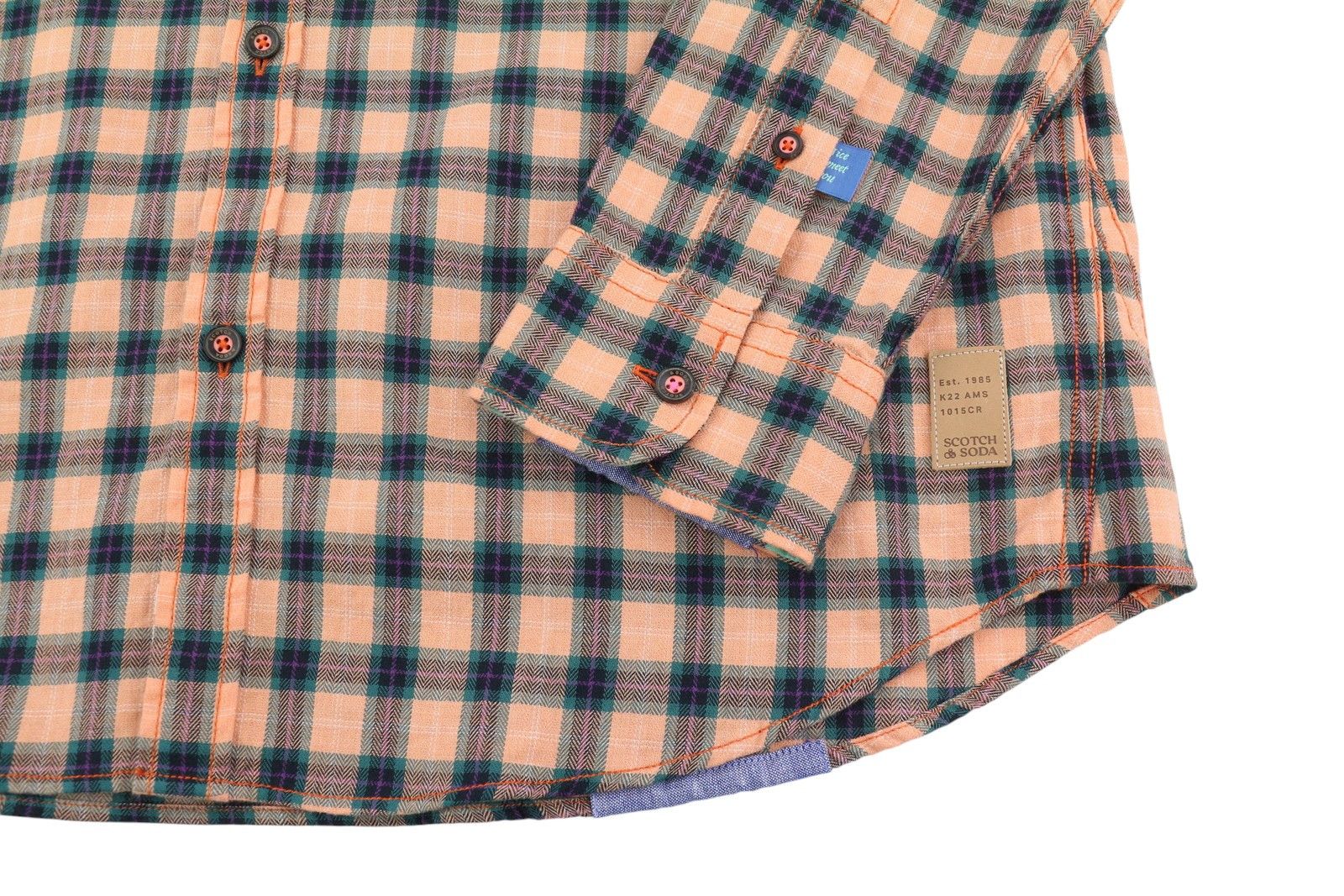 Scotch & Soda M Orange Checked Cotton Button-Down Shirt 88515 Size US M / EU 48-50 / 2 - 5 Thumbnail