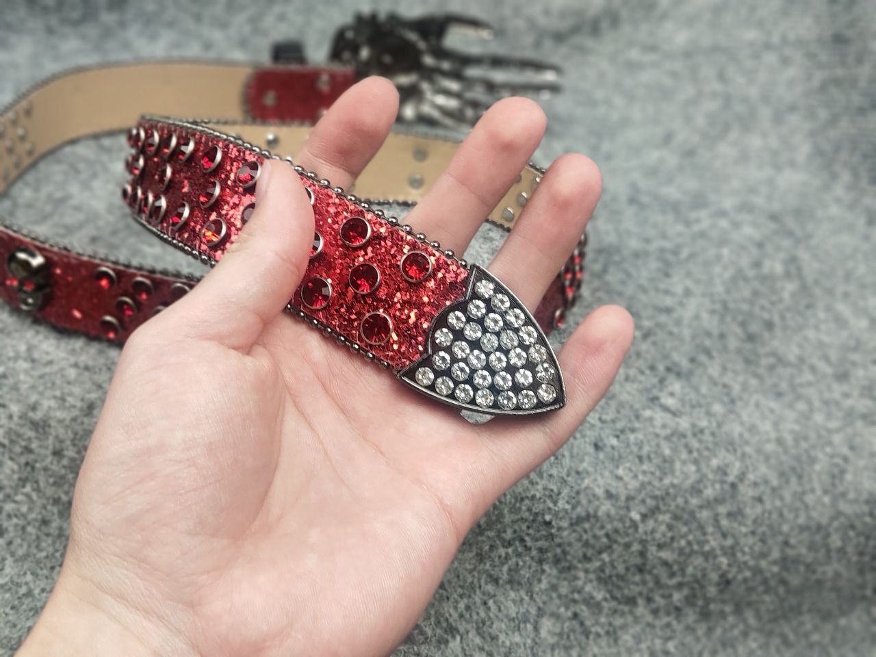 If Six Was Nine Vintage Y2K Punk Rock Red Glitter Skull Belt hysteric LGB Size ONE SIZE - 8 Thumbnail
