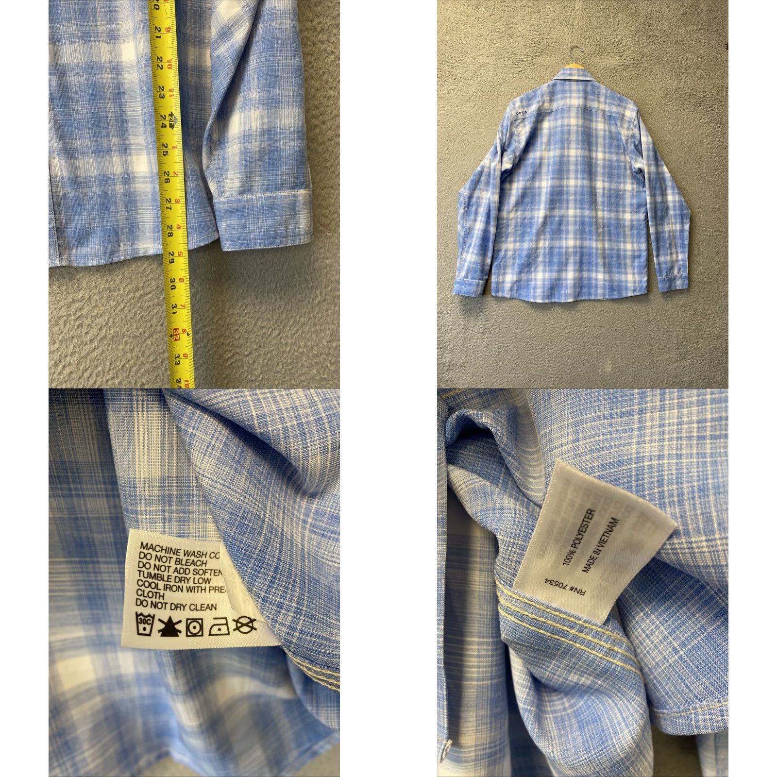 Orvis Orvis Active Fit Button-Up Shirt Mens L Blue Plaid Fishing Performance Long Sleeve Button Size US L / EU 52-54 / 3 - 8 Thumbnail