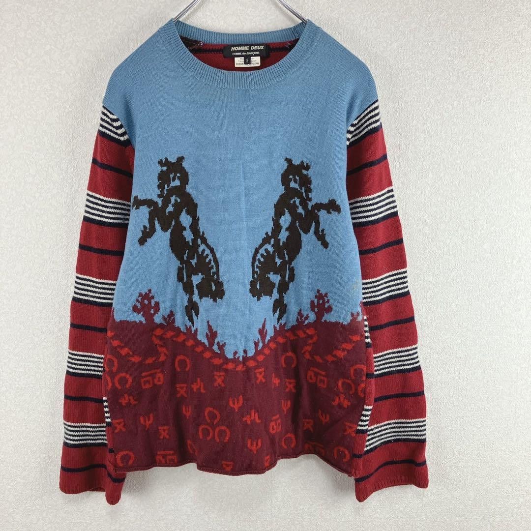 Comme des Garcons × Comme des Garcons Homme Deux Horse Striped Pattern Knit Sweater Size US S / EU 44-46 / 1 - 1 Thumbnail