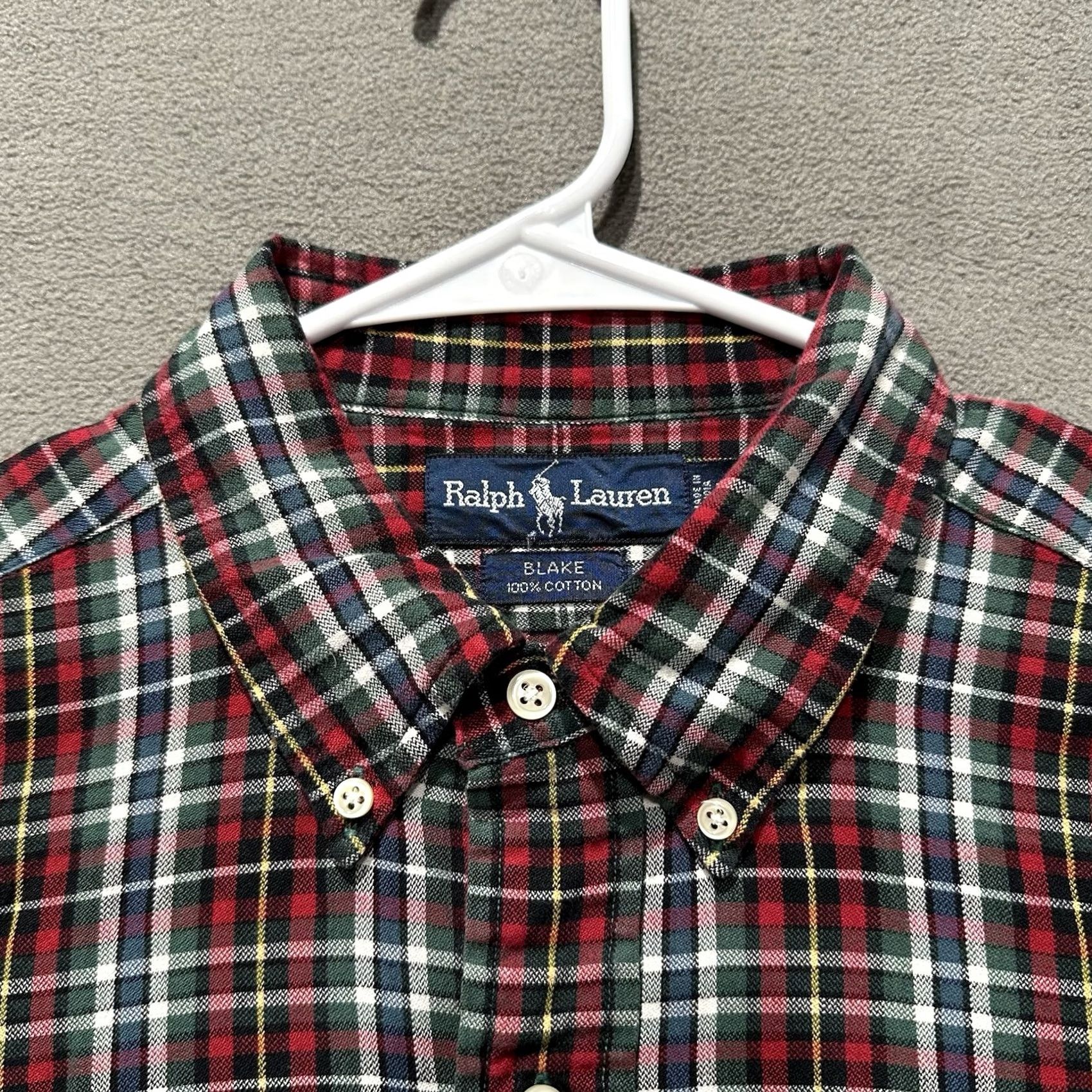 Ralph Lauren VINTAGE Ralph Lauren Shirt Mens Large Red Green Plaid Blake Button Down 90s EUC Size US L / EU 52-54 / 3 - 3 Thumbnail