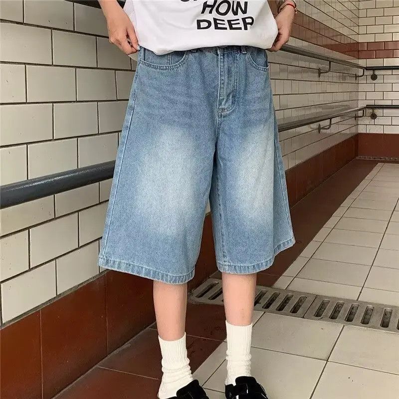 Japanese Brand × Jean Retro loose wide leg denim shorts Size US 32 / EU 48 - 1 Thumbnail