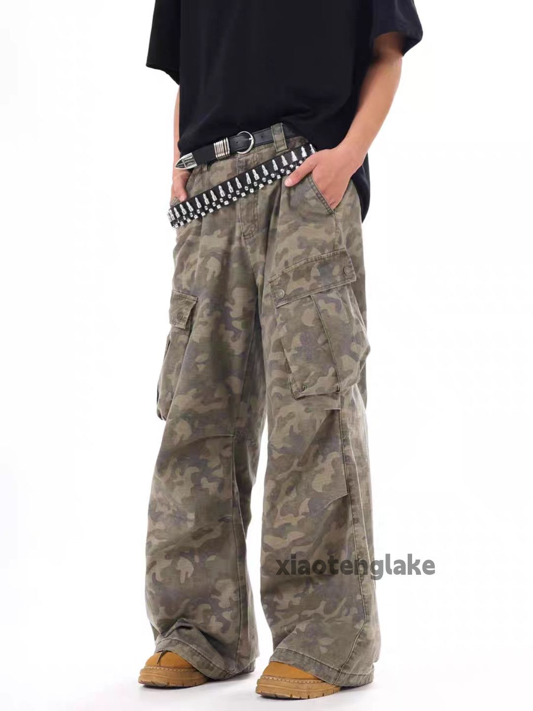 Designer × Japanese Brand × Vintage washed faded y2k camo loose baggy cargo pants Size US 32 / EU 48 - 4 Thumbnail