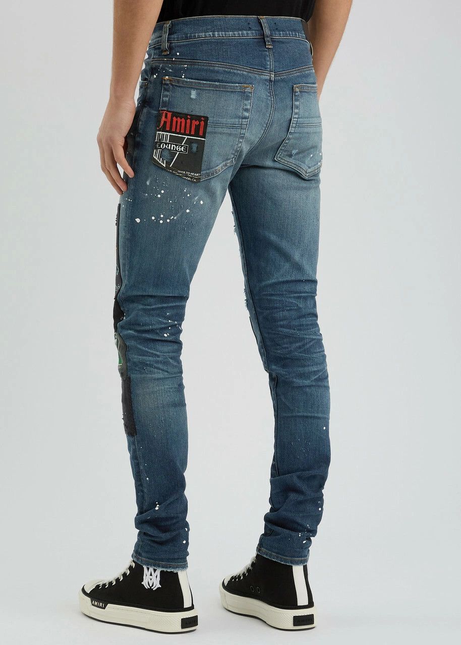 Amiri oc11z0126 Lounge Patch-Appliqué Jeans in Blue Size US 34 / EU 50 - 3 Thumbnail