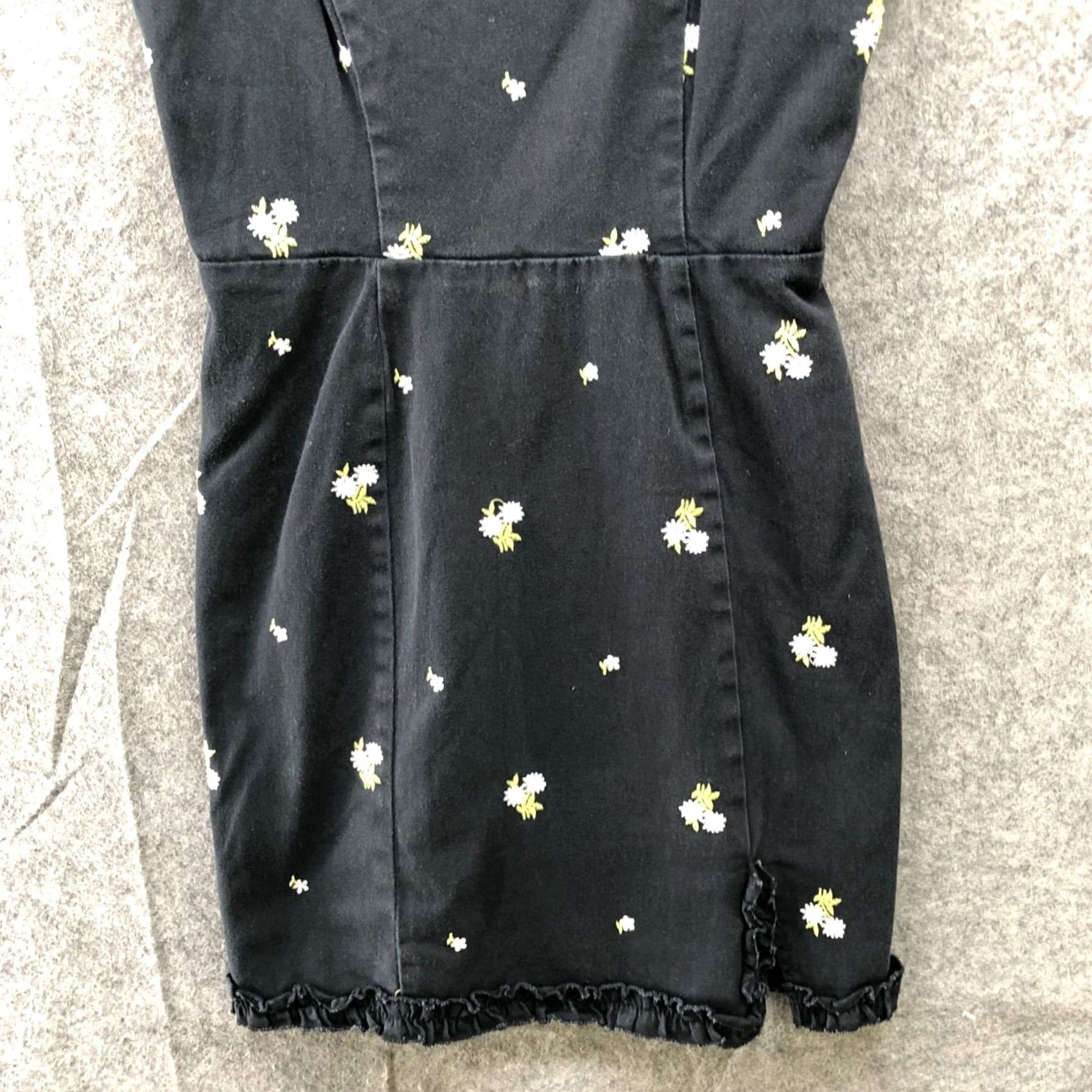 Urban Outfitters VINTAGE Urban Outfitters Wren Embroidered Ruffle Mini Dress XS Black Cotton Blend Cami Size XS / US 0-2 / IT 36-38 - 4 Thumbnail