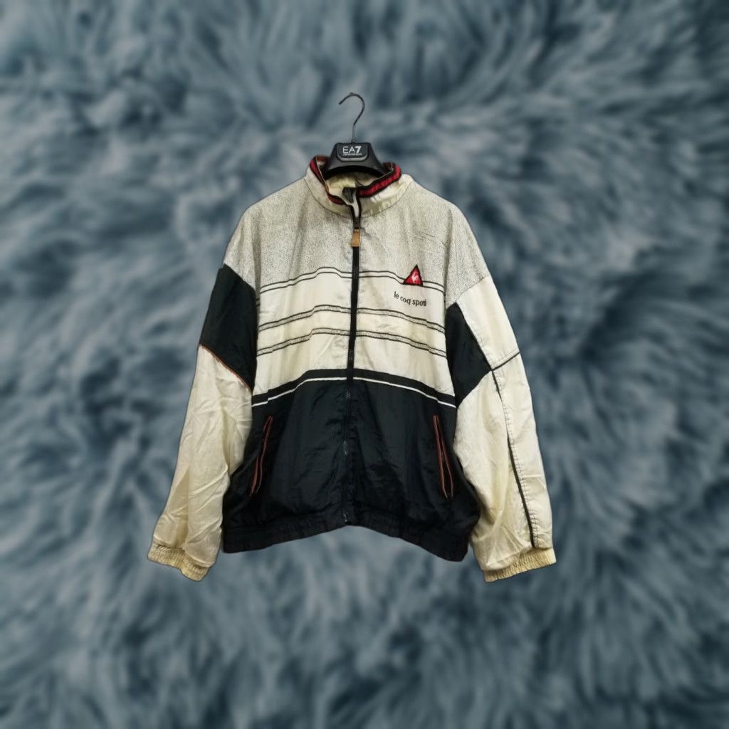 Le Coq Sportif VINTAGE Le Coq Sportif Track Windbreaker Jacket XXL Black Beige Full Zip Mens 80s Size US XXL / EU 58 / 5 - 1 Thumbnail