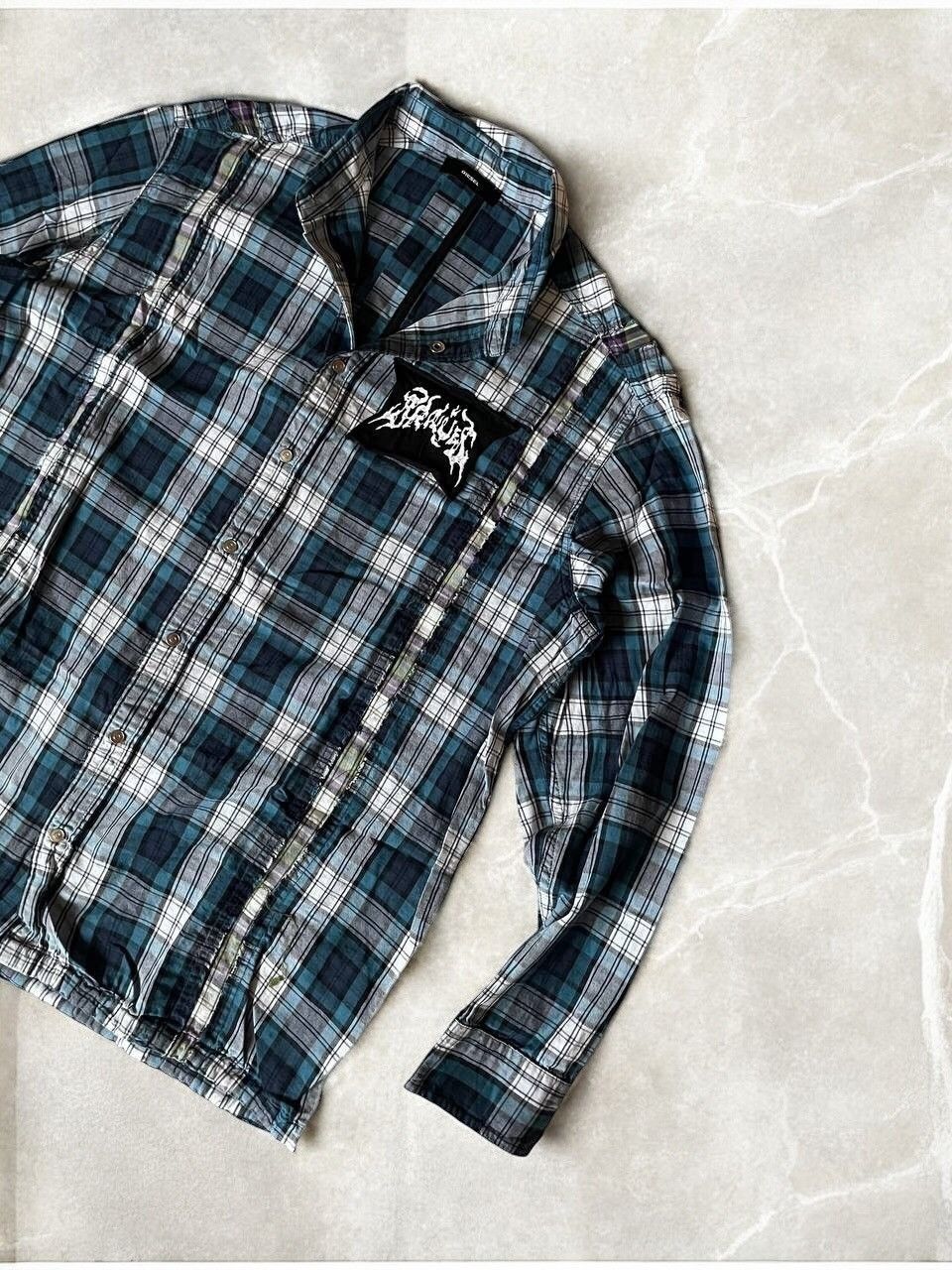 Diesel × Vintage DIESEL PATCHWORK CHECKED Plaid Shirt Artwork y2k Flannel Size US M / EU 48-50 / 2 - 5 Thumbnail