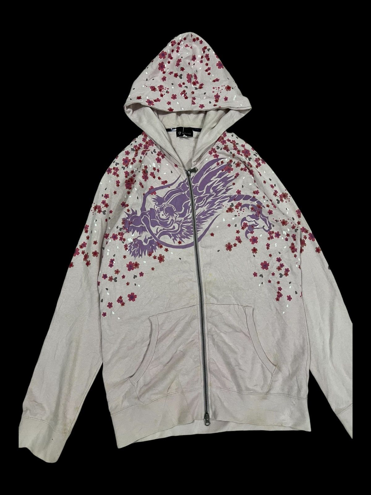 Karakuri Tamashii RARE TKM 🇯🇵 Dragon & Sakura Printed Sukajan Hoodie Sweater Size US M / EU 48-50 / 2 - 3 Thumbnail