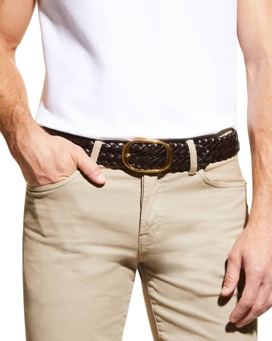 Tom Ford o1loc1c0824 TB278J Size: 100/ Woven Leather Oval Buckle Belt Size 38 - 2 Thumbnail