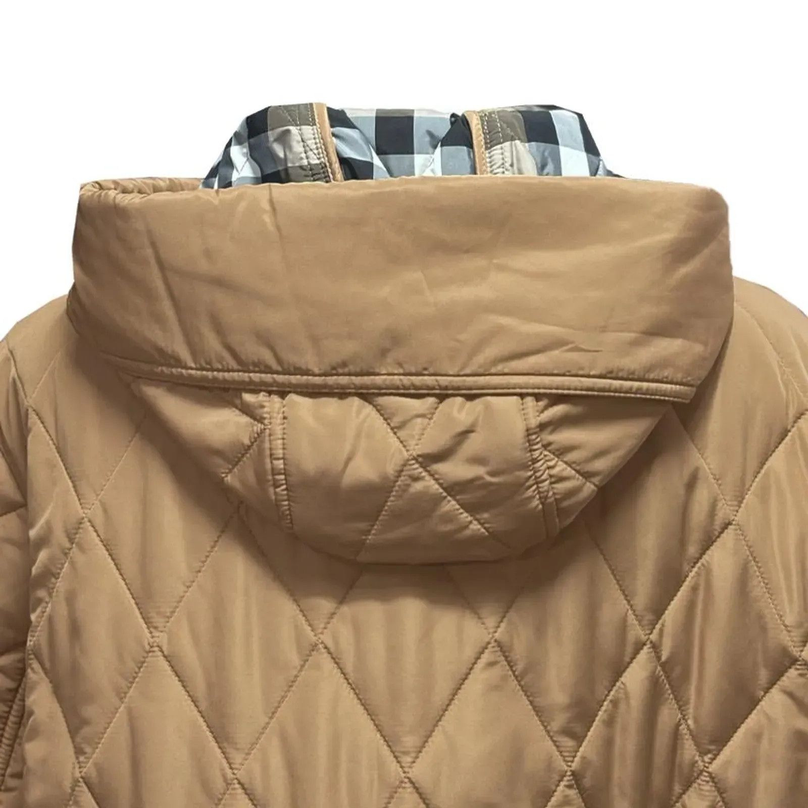 Burberry o1w1db10426 Quilted Long Hooded Jacket in Camel Size L / US 10 / IT 46 - 6 Thumbnail
