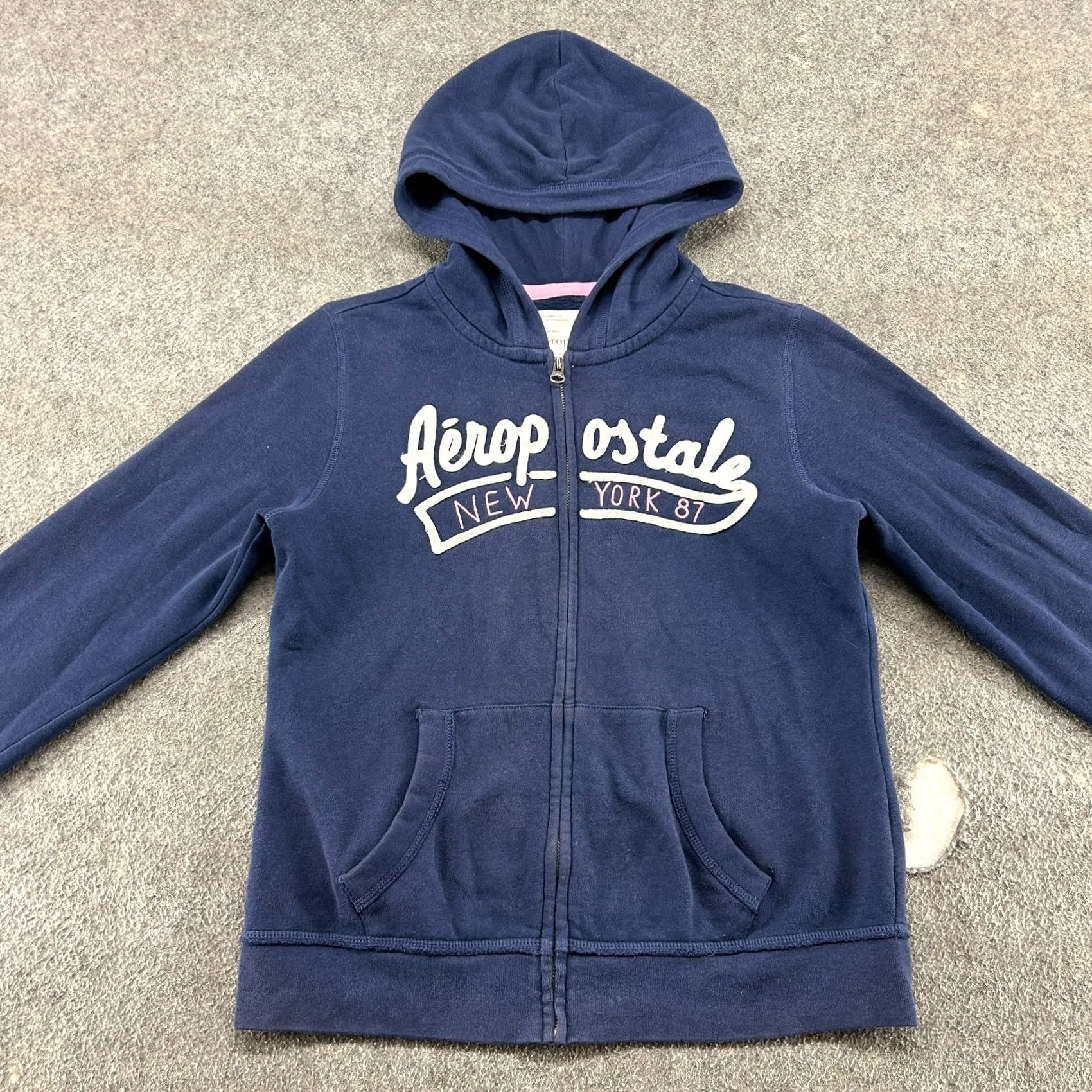 Vintage VINTAGE Aeropostale Hoodie Womens L Blue Navy Spellout Logo Full Zip Cotton Y2K 80s 90s Womens Size L Blue Navy Logo Hoodie Size L / US 10 / IT 46 - 3 Thumbnail