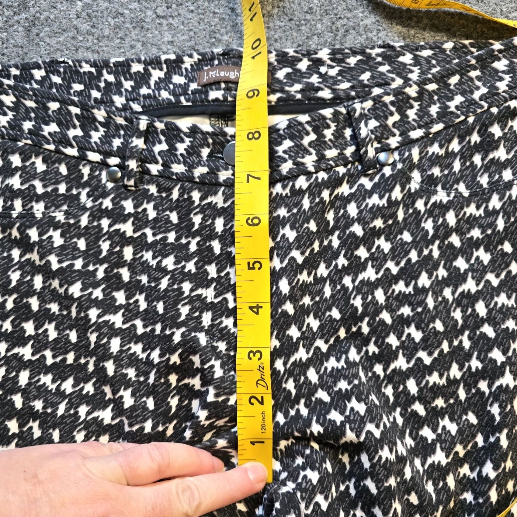 J.McLaughlin J. McLaughlin Pants Womens Size 2 Gray Abstract Houndstooth Stretch Skinny Casual Trousers Size 26" / US 2 / IT 38 - 7 Thumbnail