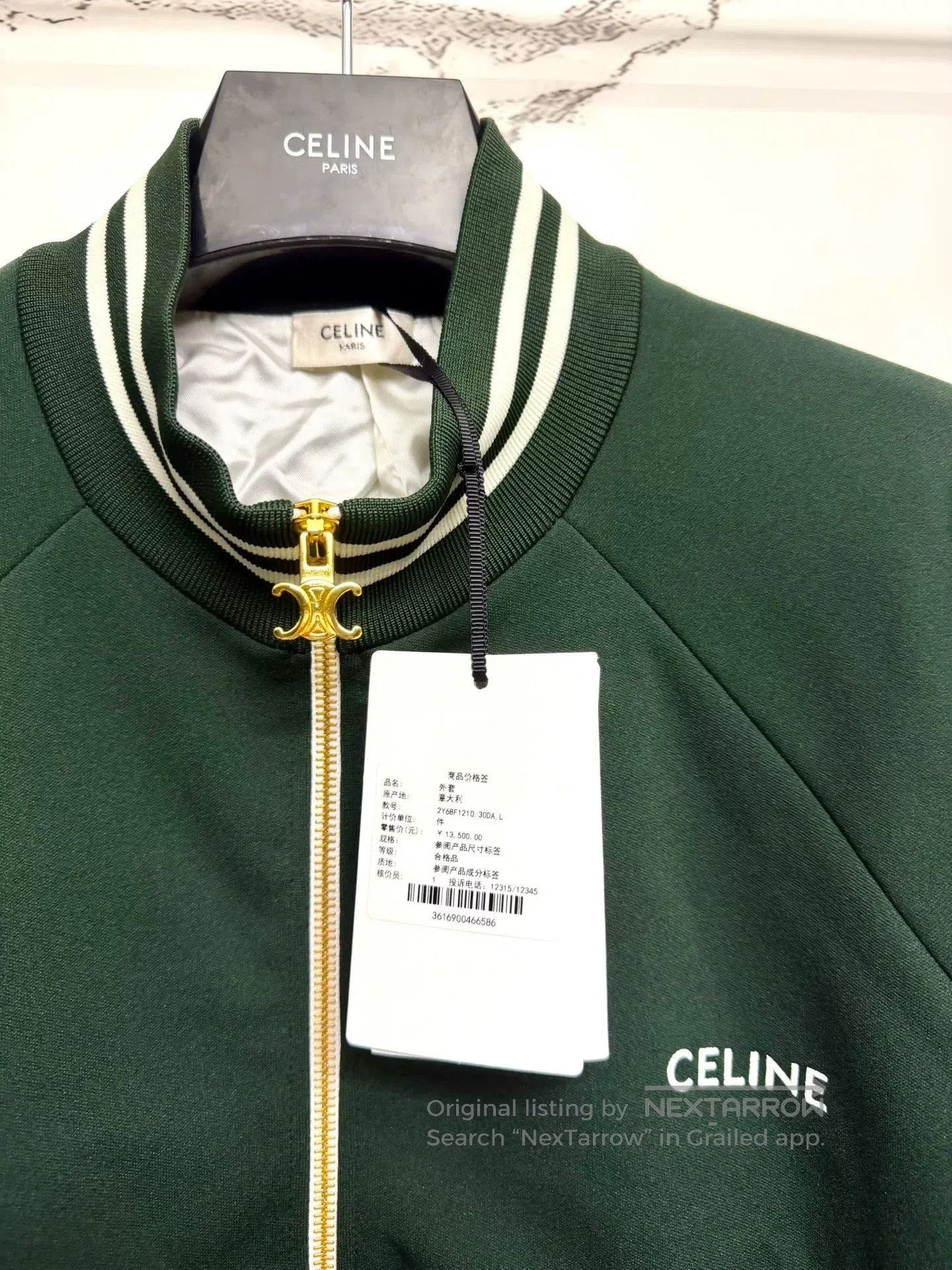 Celine celine green embroidered logo collar jacket. Size US L / EU 52-54 / 3 - 2 Thumbnail