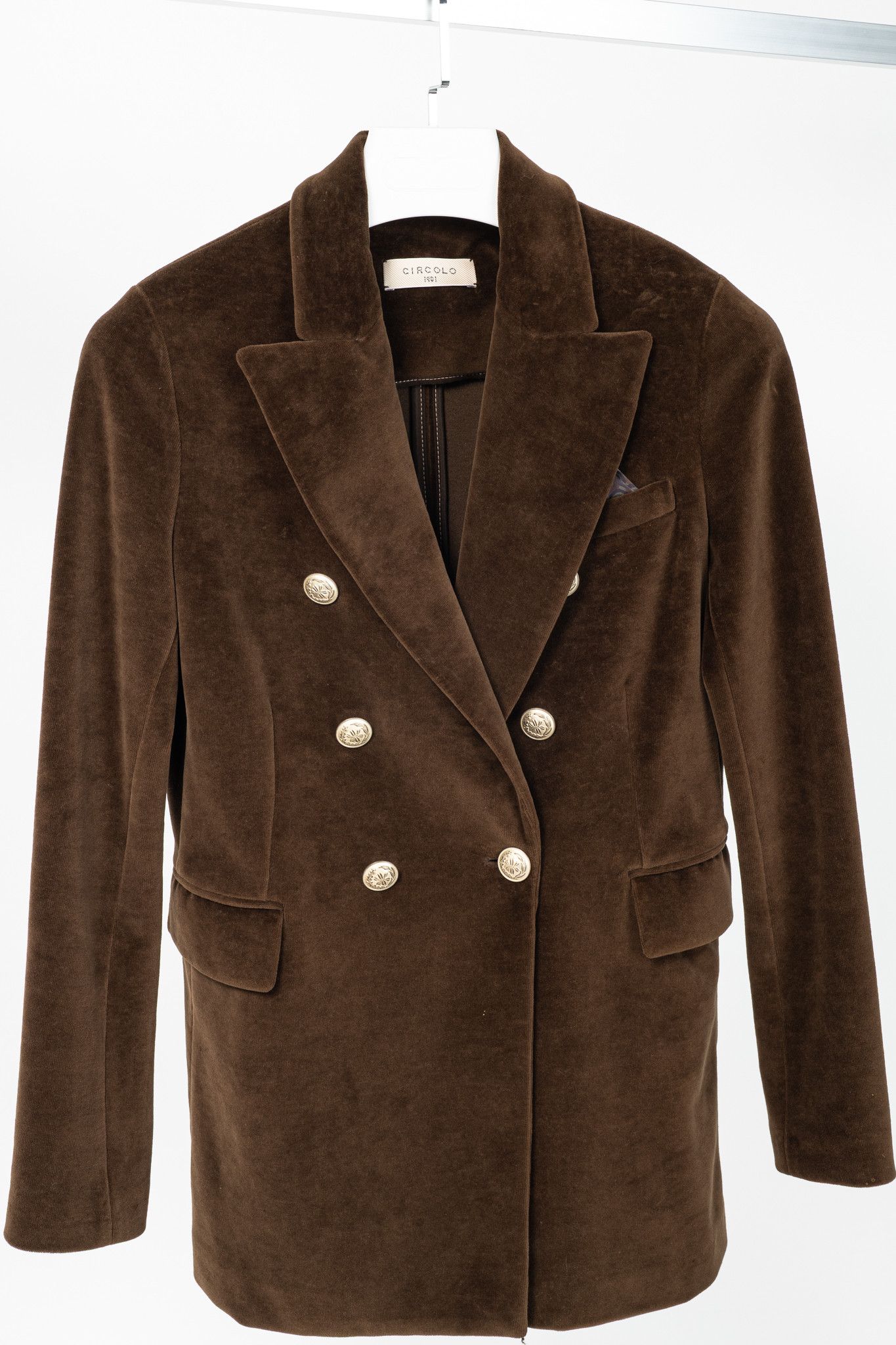 Circolo 1901 Circolo 1901 Brown Velvet Double-Breasted Blazer Size XS / US 0-2 / IT 36-38 - 3 Thumbnail