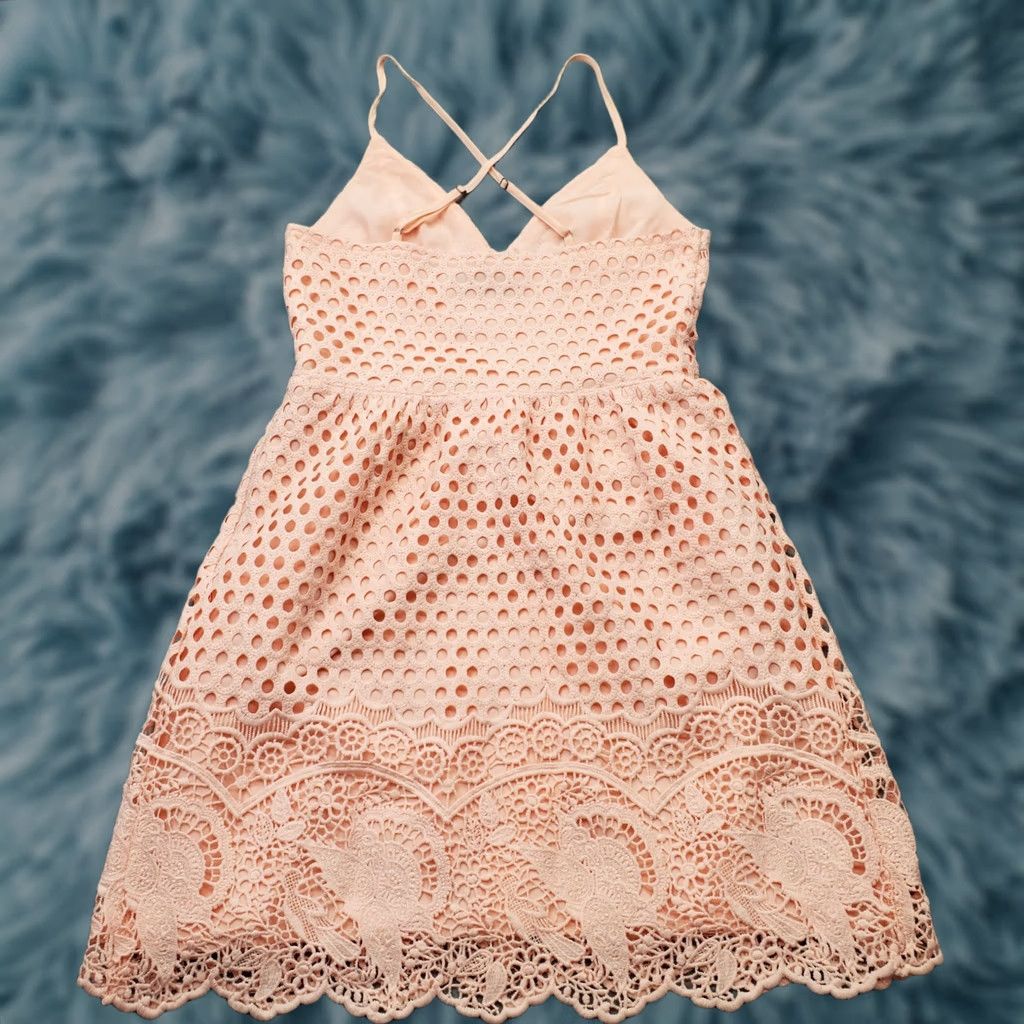 Abercrombie & Fitch Abercrombie & Fitch Dress Womens S Pink Eyelet Lined Coquette Adjustable Strap Size S / US 4 / IT 40 - 1 Thumbnail