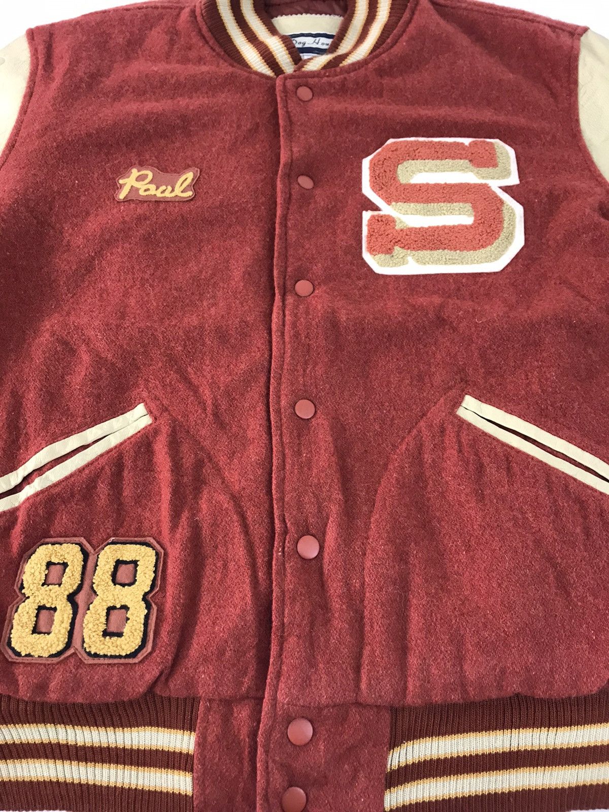 Vintage Dog House Simple Varsity Jacket Checked Leather Sleeve Size US L / EU 52-54 / 3 - 2 Thumbnail