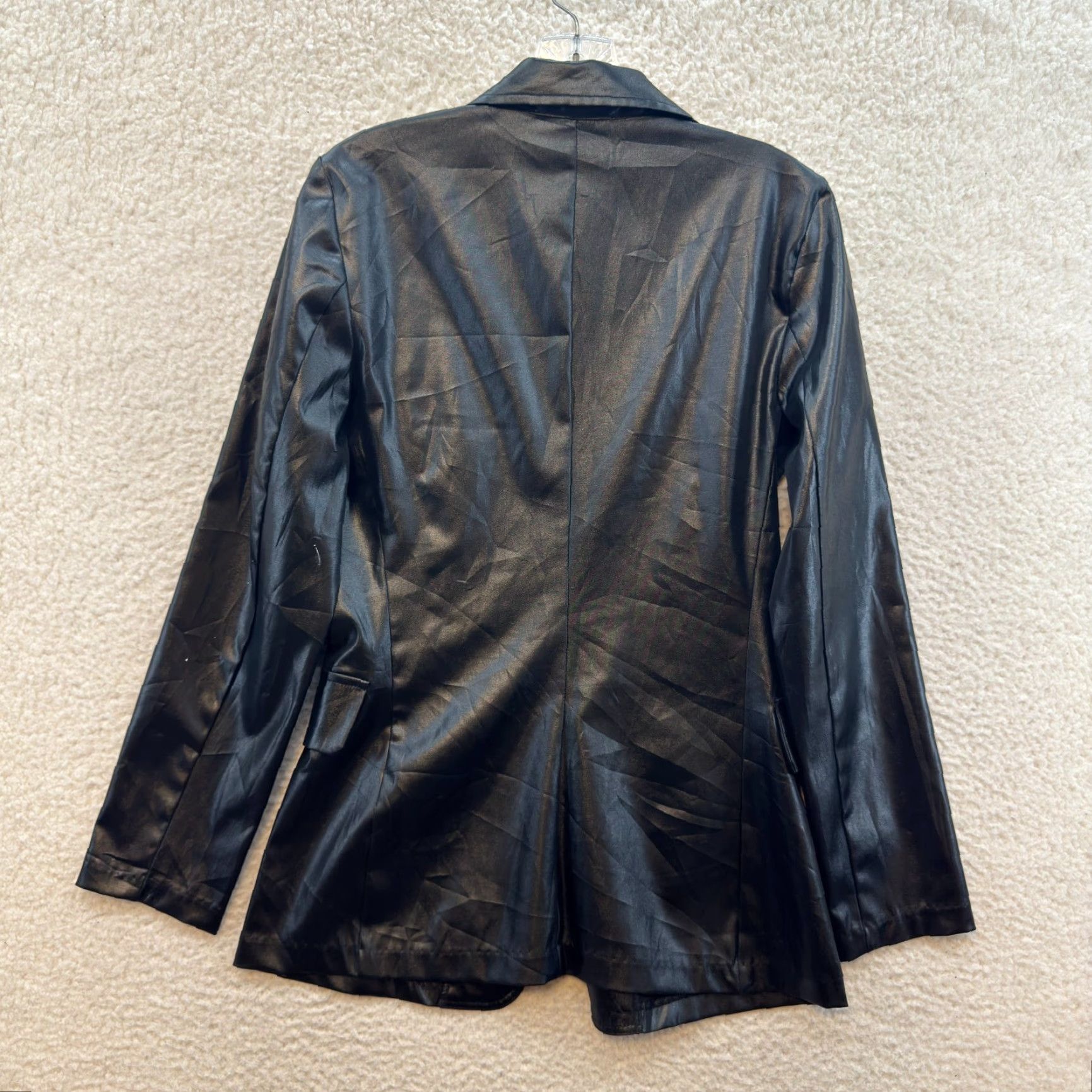 XOXO VINTAGE XOXO Blazer Jacket Blazer Small Womens Black Wet Look Matrix Cyber Goth Rave Y2K Size S / US 4 / IT 40 - 2 Thumbnail