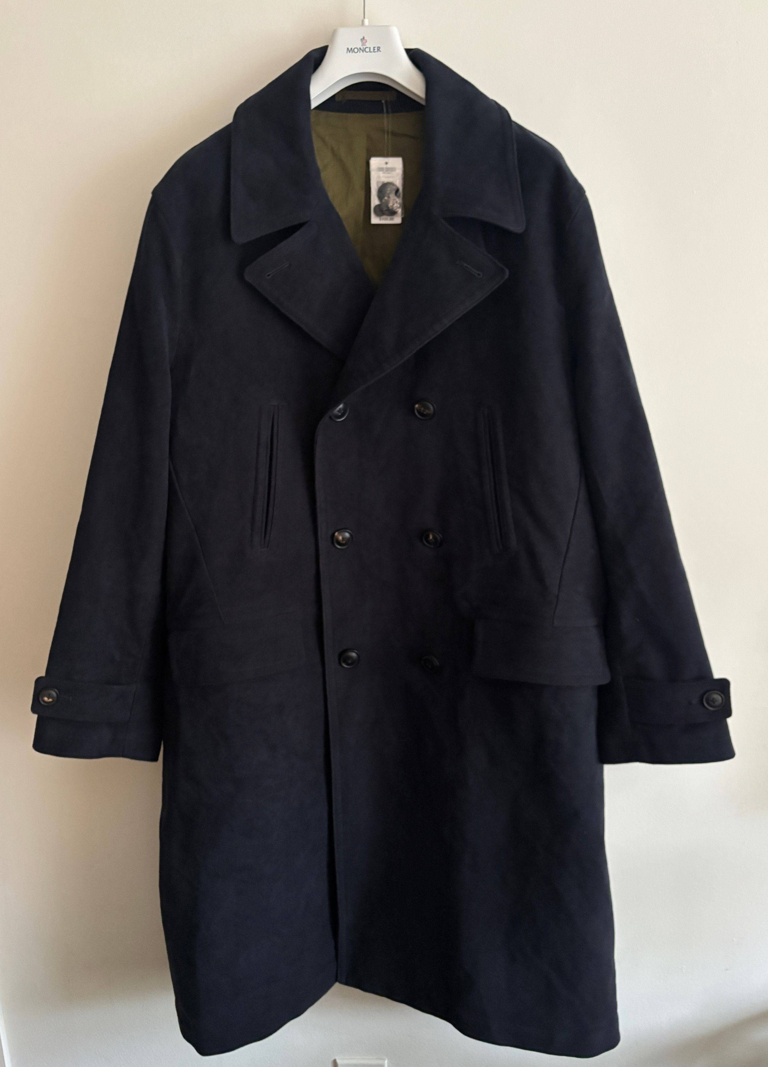 Todd Snyder USD$998 Double Breasted Moleskin Overcoat- Midnight Navy Size US XXL / EU 58 / 5 - 3 Thumbnail