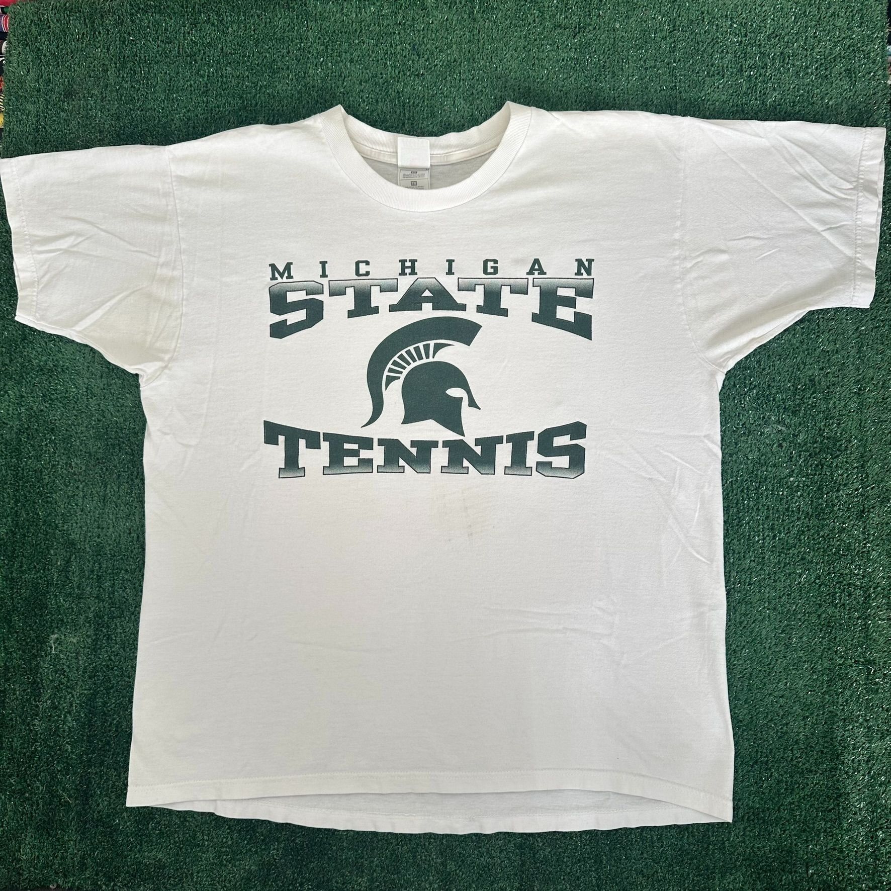Fruit Of The Loom Vintage 90s Michigan State Spartans Tennis T-Shirt White MSU Size US XL / EU 56 / 4 - 1 Thumbnail