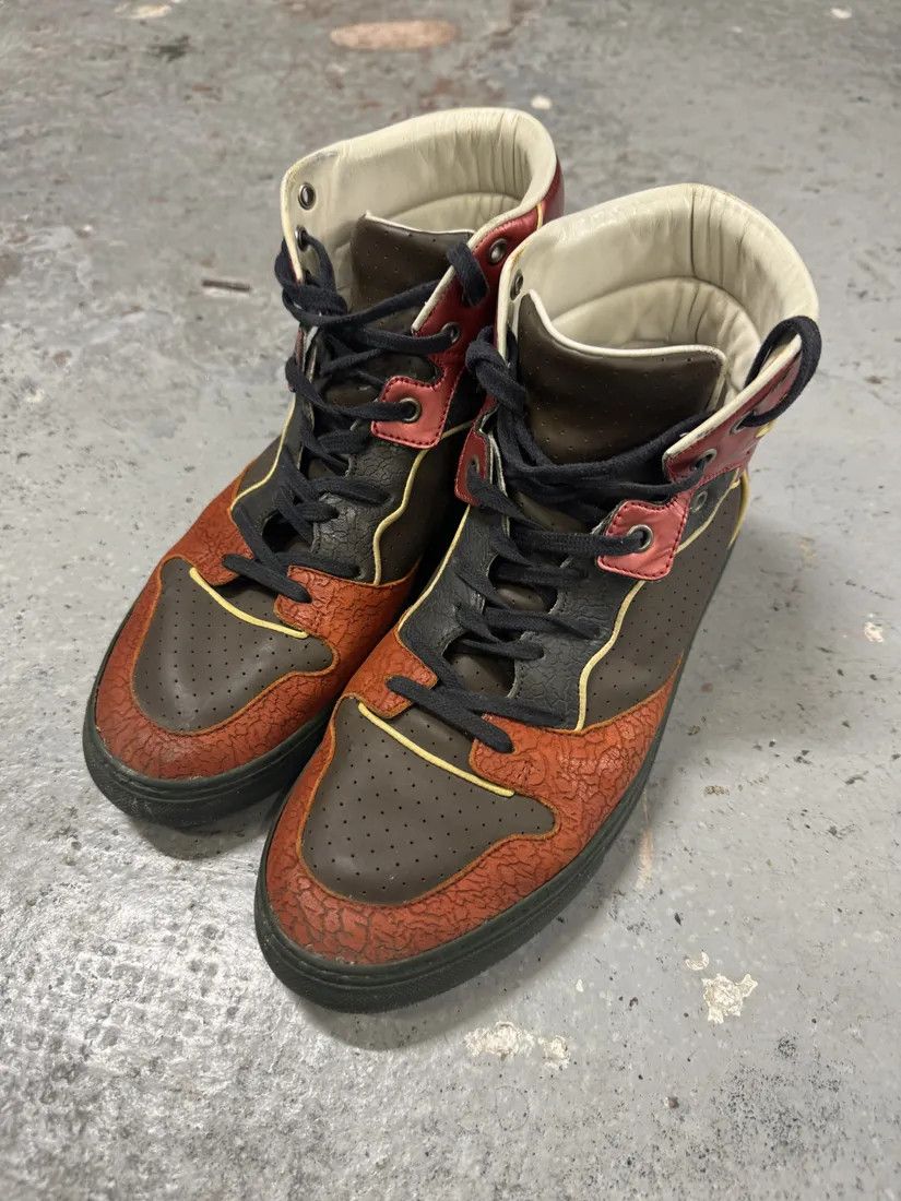 Balenciaga × Designer × Vintage Balenciaga Brown & Orange Leather High Sneakers Size US 7.5 / EU 40-41 - 7 Thumbnail