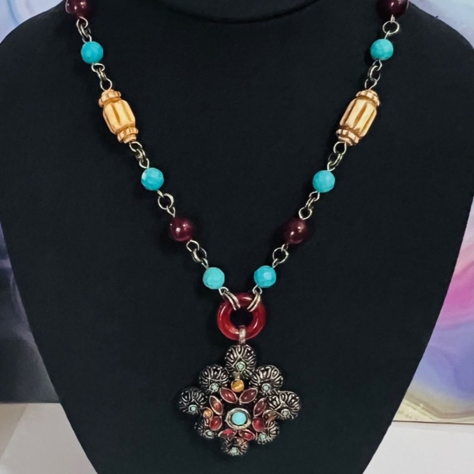 & Other Stories Vintage Signed - RJ Graziano - SW Turquoise Carnelian Neckla Size ONE SIZE - 1 Thumbnail