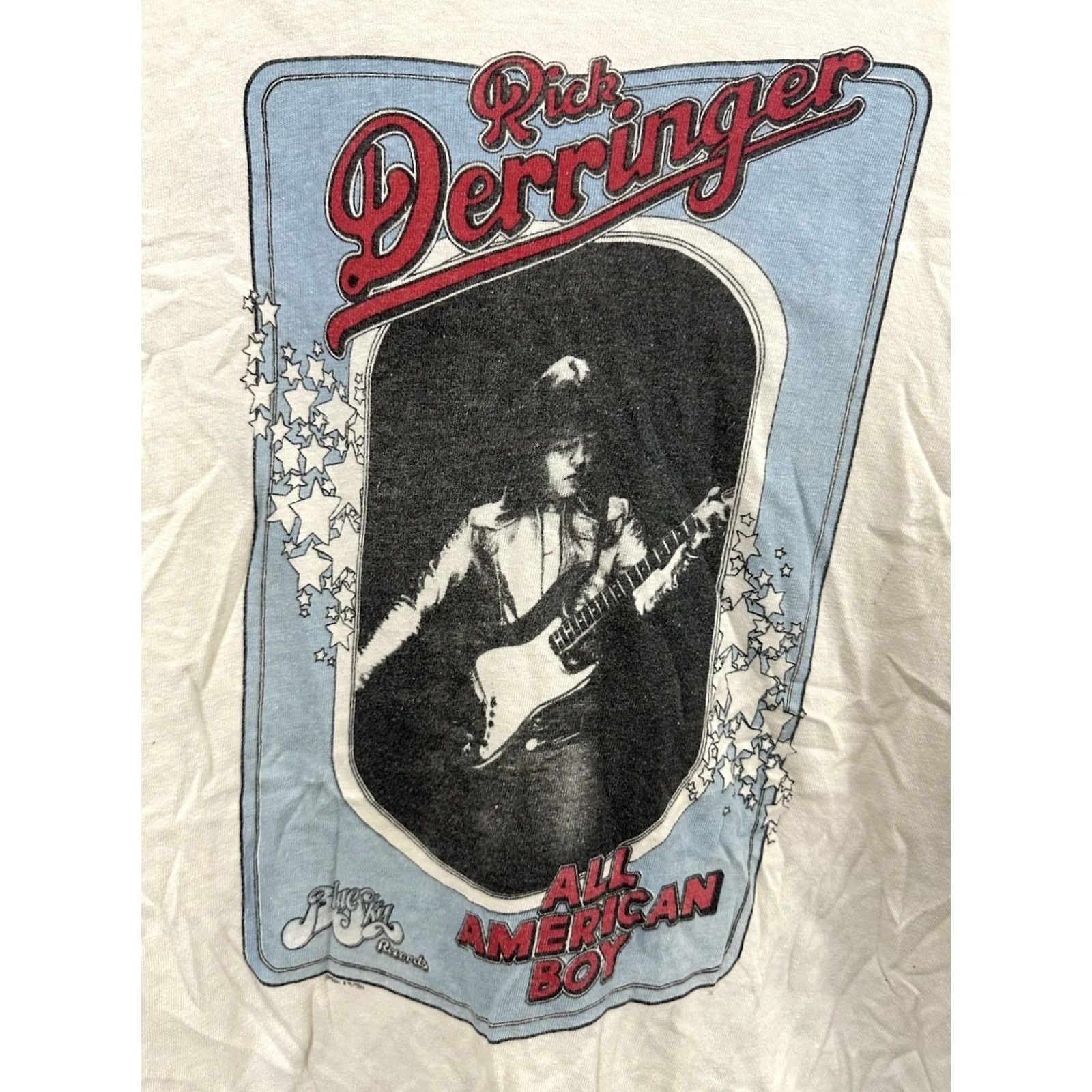 Hanes VINTAGE 70s Rick Derringer All American Boy Band Concert Tee Hanes T-Shirt Cream Size L Mens Size US L / EU 52-54 / 3 - 4 Thumbnail