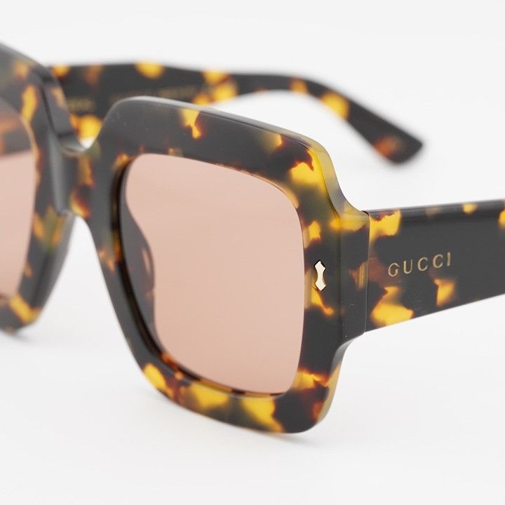 Gucci Gucci GG1111S 003 Sunglasses Havana Square Frame, Red Lenses Size ONE SIZE - 4 Thumbnail