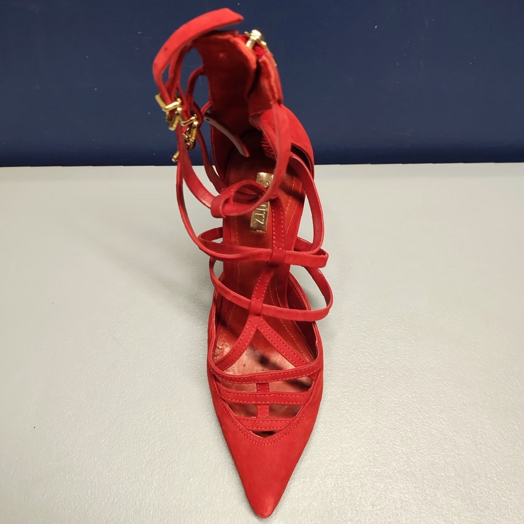 SCHUTZ Schutz Paluda Caged Stiletto Strappy Heels Women Size 6 Red Pointed Toe Back Zip Womens Size 6 Schutz Paluda Stiletto Heels Red Size US 6 / IT 36 - 5 Thumbnail