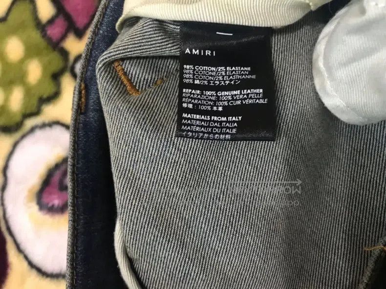 Amiri Amiri Classic Blue Patch Leather Denim Jeans, Size 32 Size US 32 / EU 48 - 4 Thumbnail