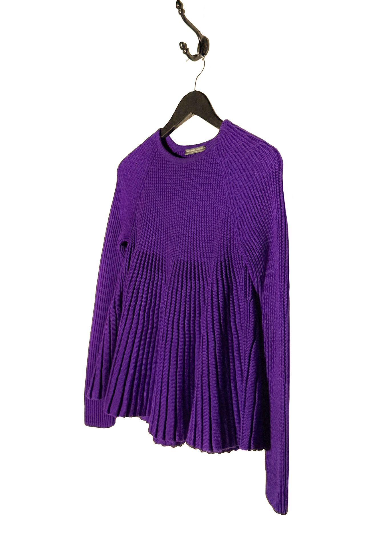 Alexander McQueen Alexander McQueen Royal Purple Ribbed Wool Flare Sweater Size S / US 4 / IT 40 - 2 Thumbnail