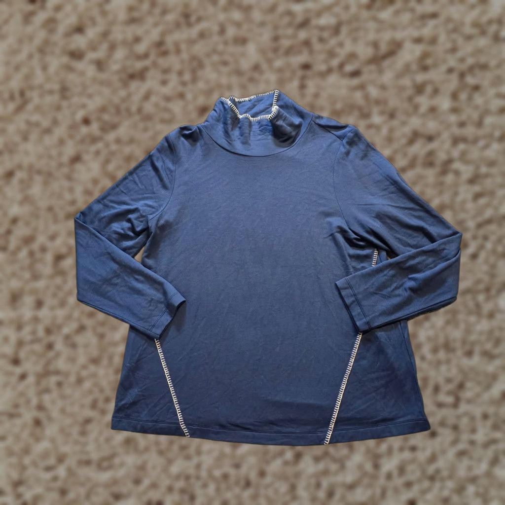 J. Jill J Jill Top Womens Medium Blue Tranquility Fleece Casual Sweatshirt Embroidery Shirt Pullover Womens M Blue Embroidered Classic Fall Winter Spring - Size M / US 6-8 / IT 42-44 - 1 Thumbnail