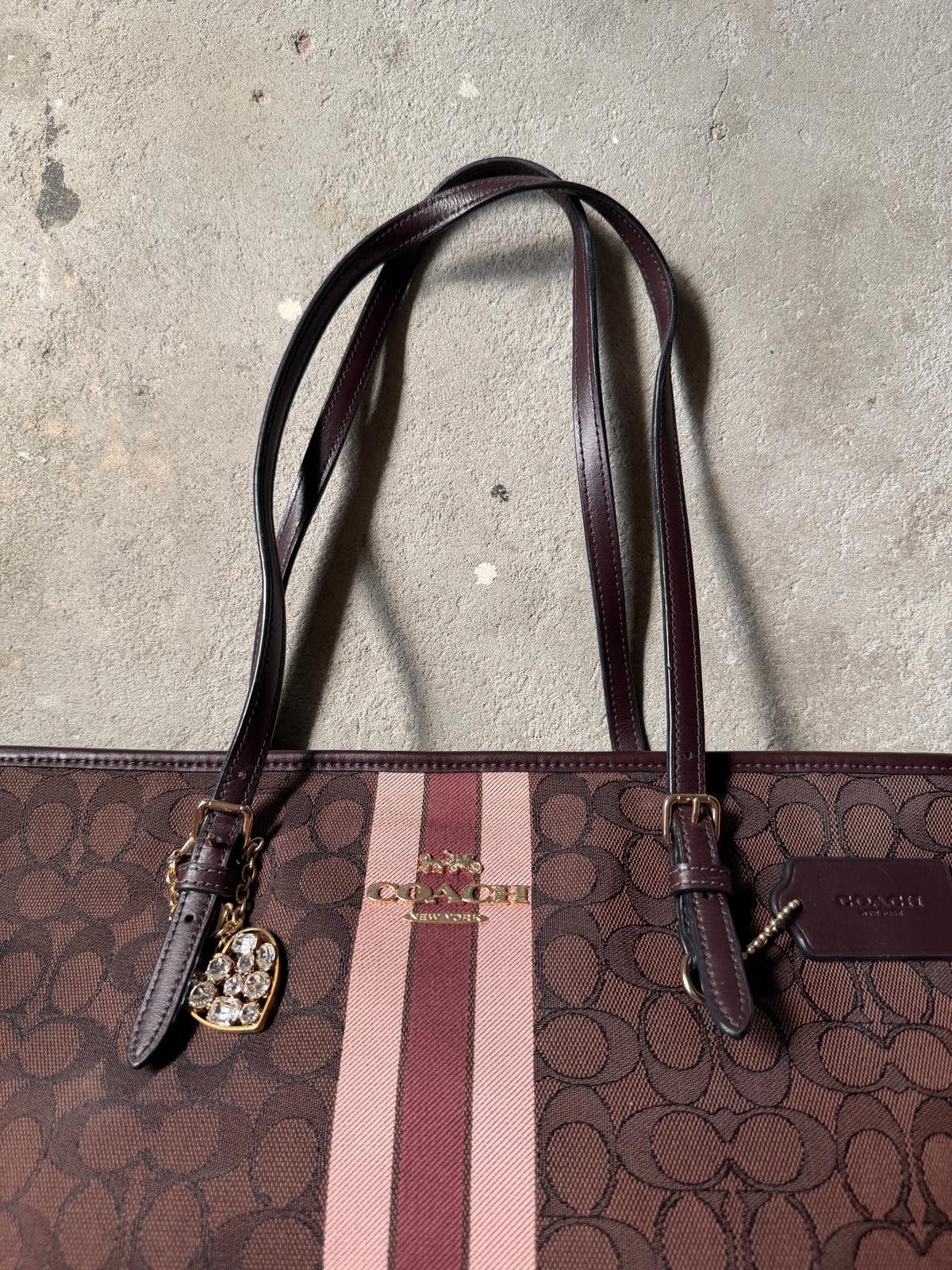 Coach Coach Signature Stripe Shoulder Bag Brown/Pink Size ONE SIZE - 3 Thumbnail
