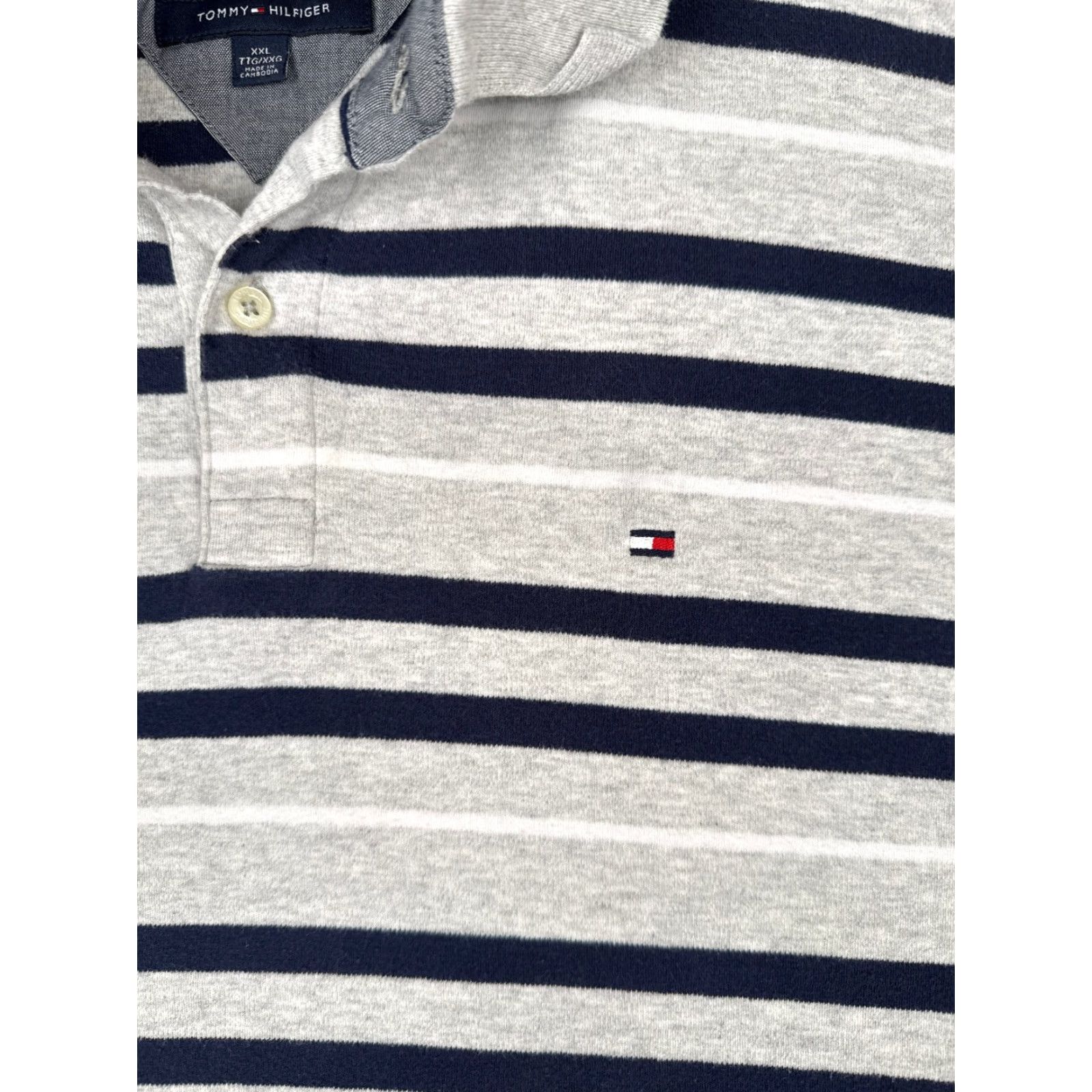 Tommy Hilfiger Tommy Hilfiger Polo Shirt Men 2XL Gray Blue Stripe Cotton Short Sleeve Polo Shirt Men 2XL Gray Stripe Size US XXL / EU 58 / 5 - 6 Thumbnail