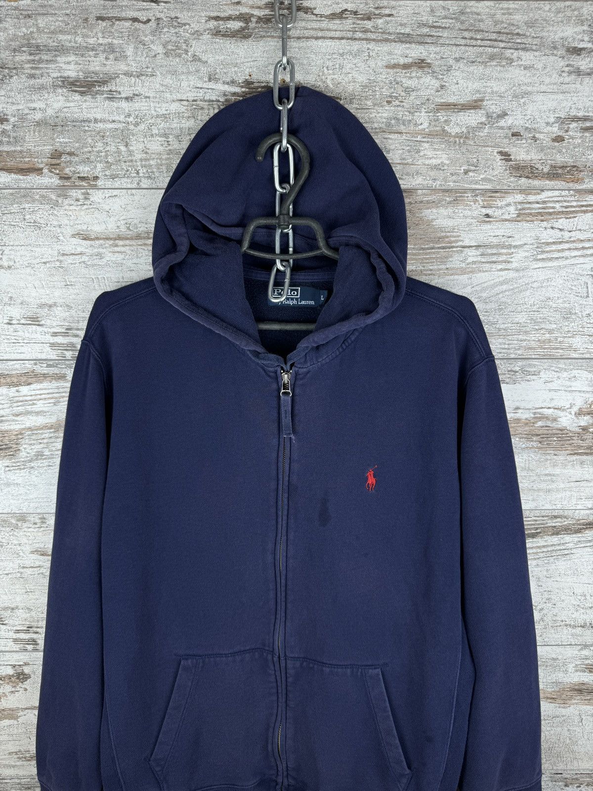 Polo Ralph Lauren × Vintage Mens Vintage Polo Ralph Lauren distressed zip hoodie y2k OG Size US L / EU 52-54 / 3 - 3 Thumbnail
