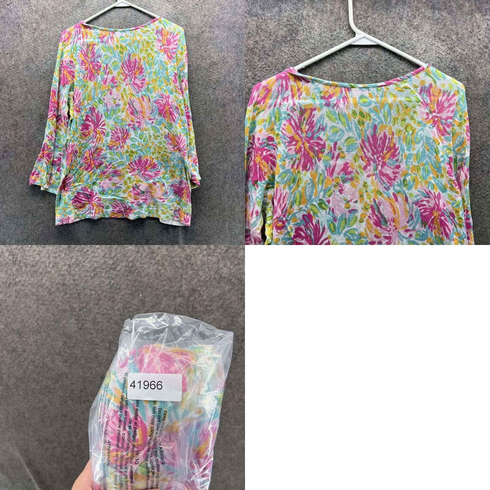 Lilly Pulitzer Lilly Pulitzer Blouse Womens XL Tunic 3/4 Sleeve Floral Scoop Neck Top Pink Multicolor Knit Lightweight Size XL / US 12-14 / IT 48-50 - 8 Thumbnail