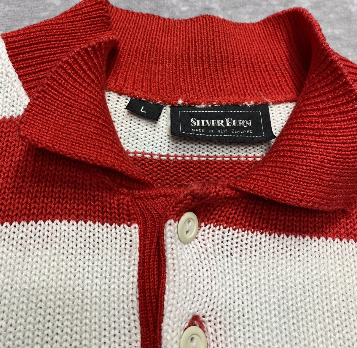 Vintage 80’s Vintage Silver Fern Cotton Knit L/S Polo Size US L / EU 52-54 / 3 - 2 Thumbnail