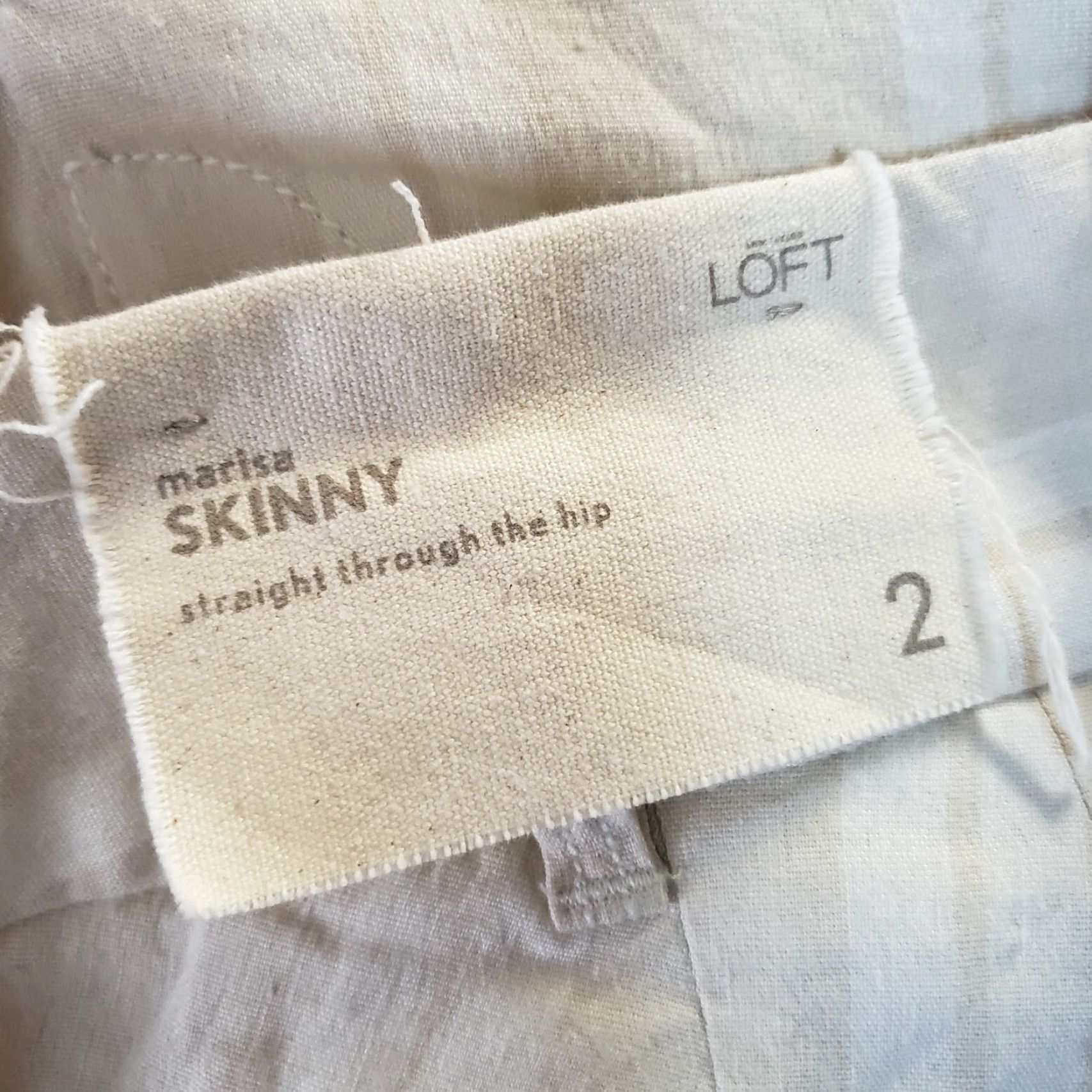 Ann Taylor VINTAGE? No — Ann Taylor LOFT Women Marisa Skinny Pants 2 Beige Striped Linen Blend Pants Womens Size 26" / US 2 / IT 38 - 6 Thumbnail