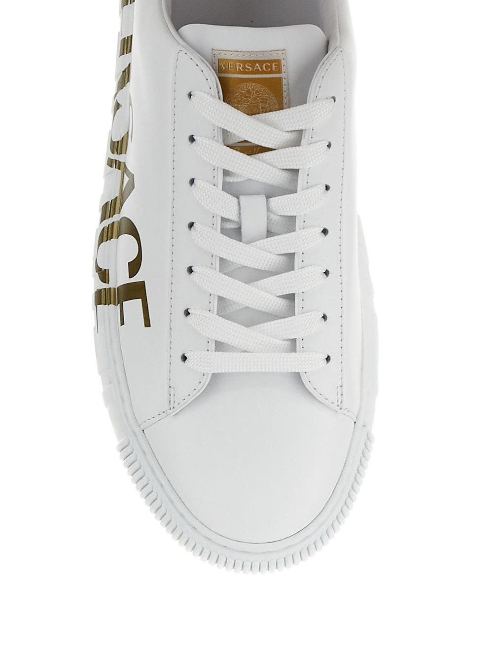 Versace o1y0425 Logo Low-Top Sneakers in White/Gold Size US 7 / EU 40 - 4 Thumbnail