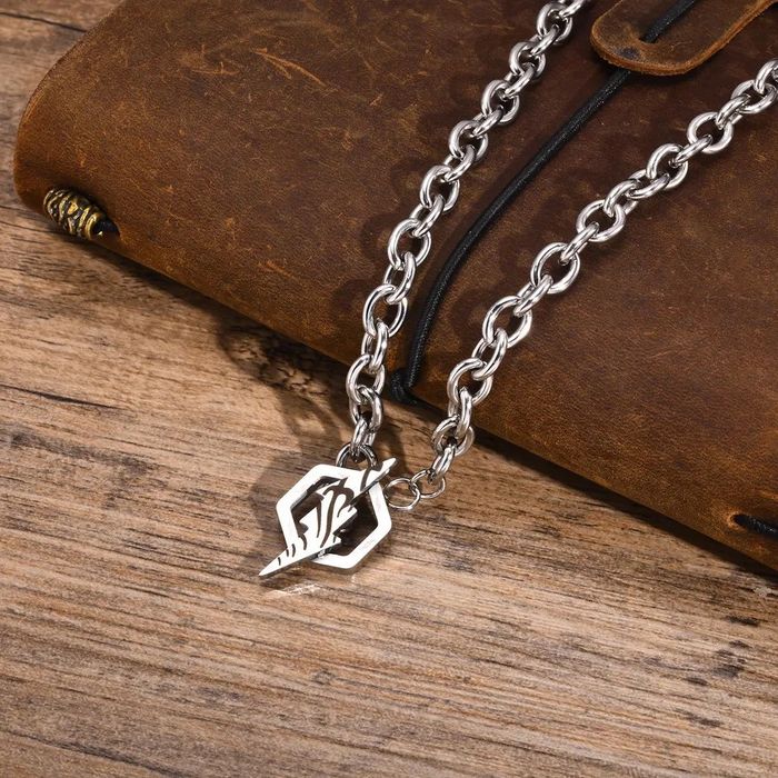 Cuban Link Chain Hexagonal Lightning Pendant Necklace Grailed