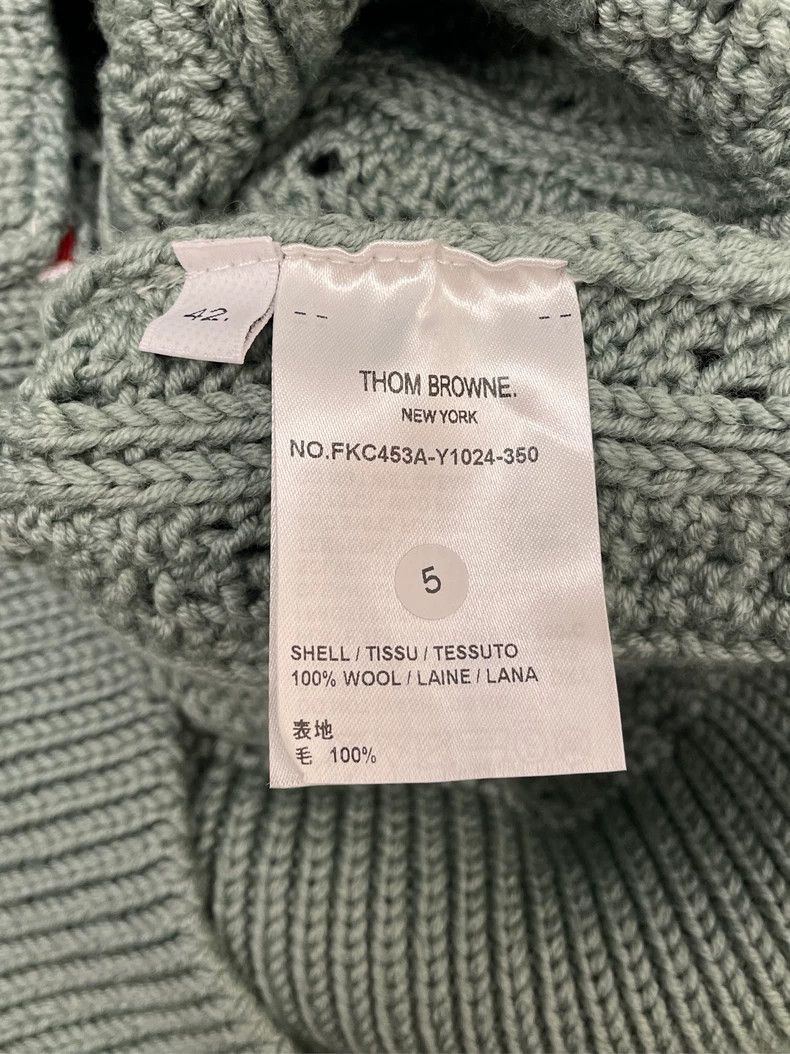 Thom Browne Thom browne Gray-green four-striped wool cardigan jacket 25 Size US XS / EU 42 / 0 - 6 Thumbnail