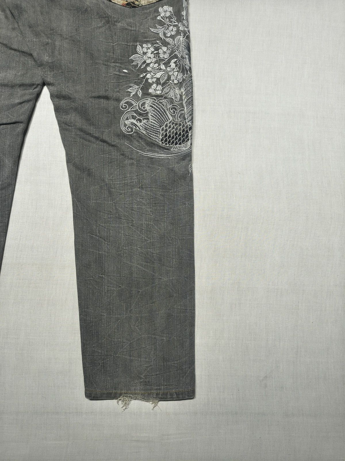 Japanese Brand CRAZY EMBROIDERY ALL OVER LUCKY KOI FISH JEANS 🐟🇯🇵(015) Size US 36 / EU 52 - 9 Thumbnail