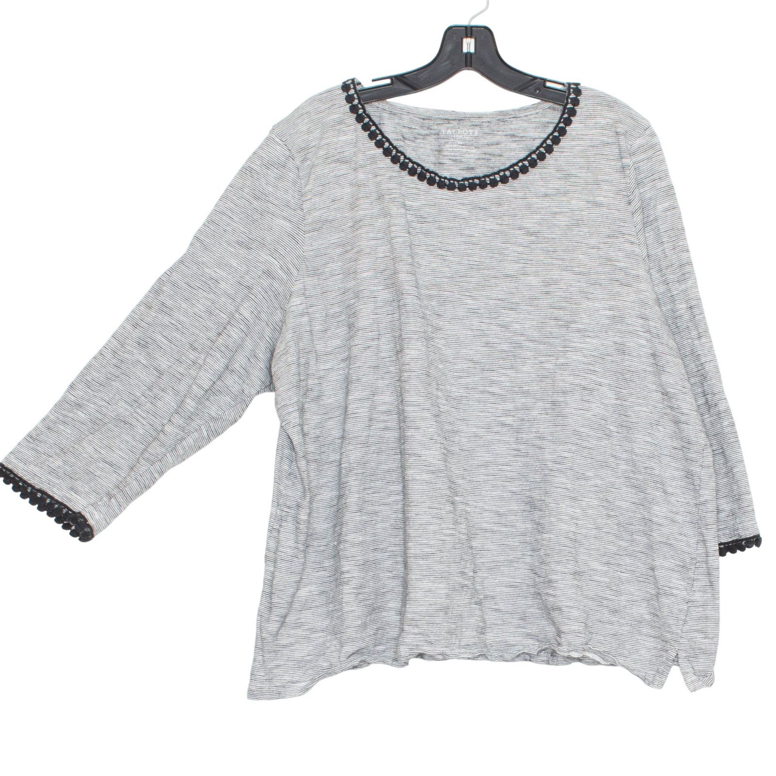 Other Talbots Top 3/4 Sleeve Crochet Boho Minimalist Stripe 3X Size 3XL / US 20-22 - 1 Thumbnail