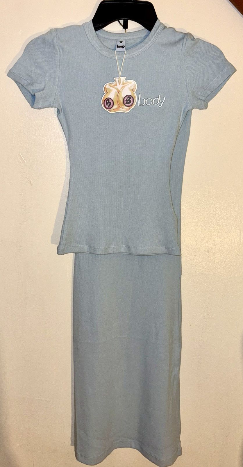 Body by Raven Tracy Blue Ribbed shirt and skirt Set Size ONE SIZE - 3 Thumbnail
