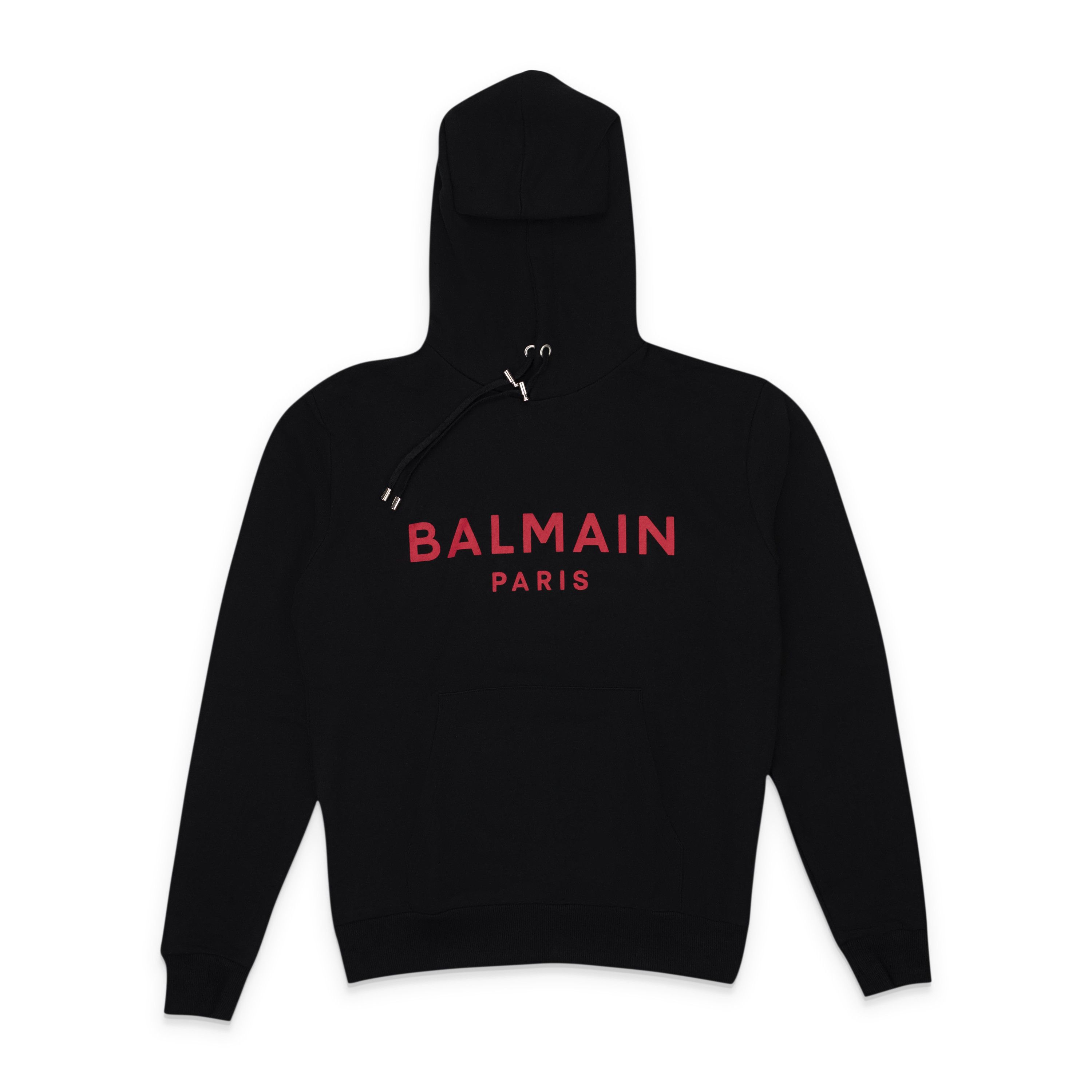 Balmain LOGO BLACK RED HOODIE SIZE M