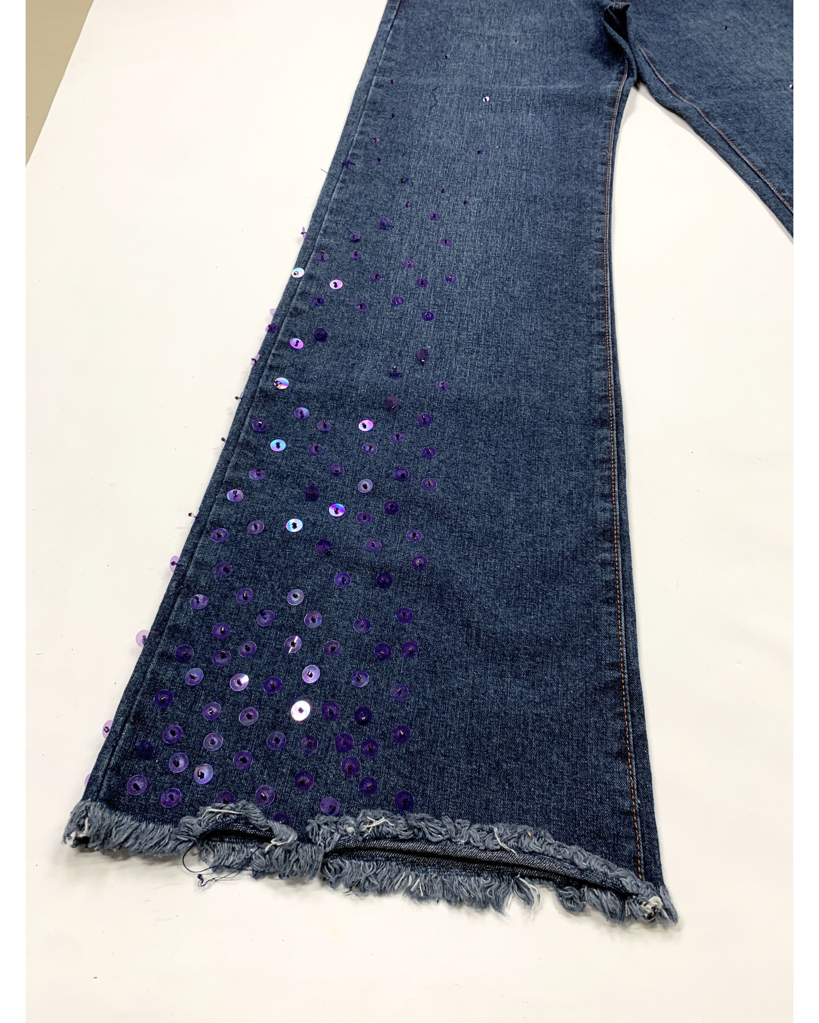 Jean Paul Gaultier 90s Embellished Flared Rave Jeans Size 30" / US 8 / IT 44 - 6 Thumbnail