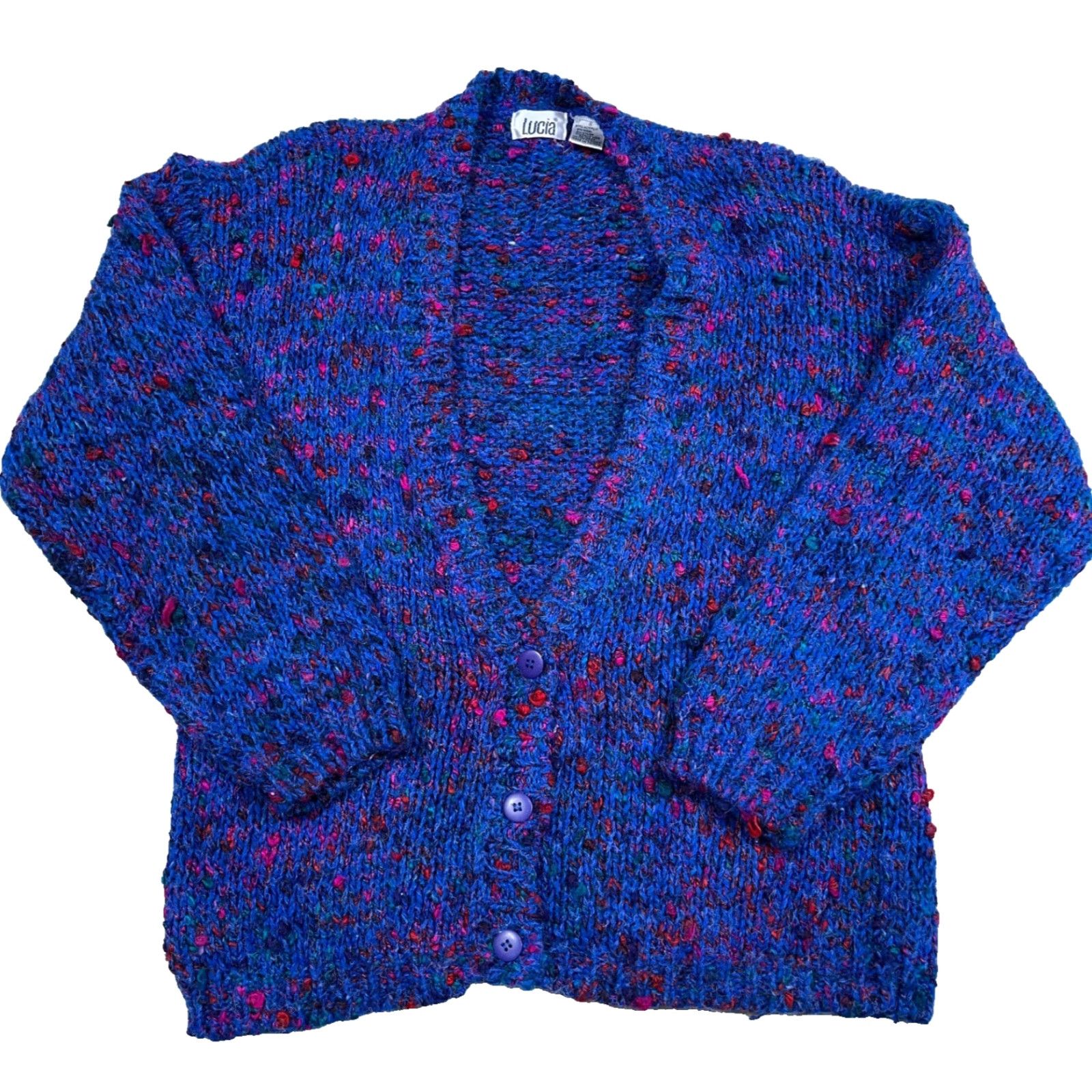 Vintage VINTAGE Lucia Cardigan Sweater Women M Blue Geometric Beaded Embroidered Bow Button 90s Bohemian Retro Classic Christmas Hipster Owls? Size M / US 6-8 / IT 42-44 - 2 Thumbnail