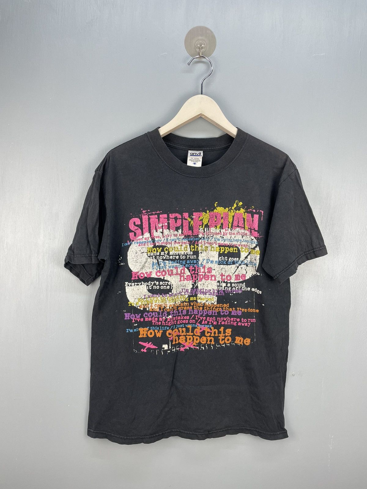 image of Band Tees x Vintage Y2K Simple Plan Punk Rock Band T Shirt in Black, Men's (Size Medium)