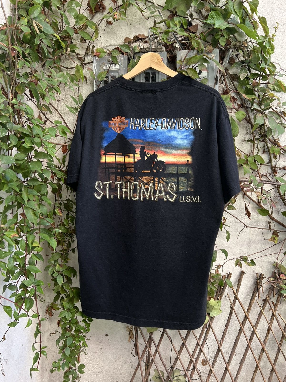 Harley Davidson 90s H-D St Thomas USVI Motorcycles Beach Tee Size US L / EU 52-54 / 3 - 1 Thumbnail