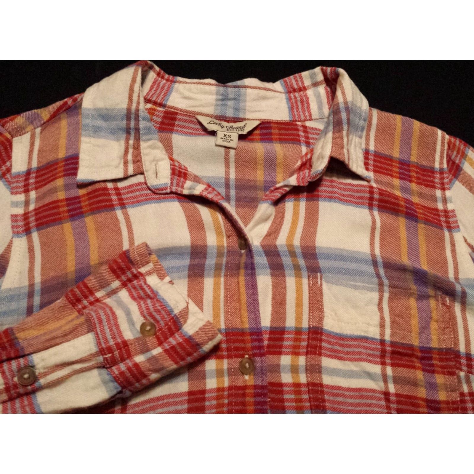 Lucky Brand Lucky Brand Shirt XS Womens Multicolor Plaid Long Sleeve Button-Front Size XS / US 0-2 / IT 36-38 - 2 Thumbnail