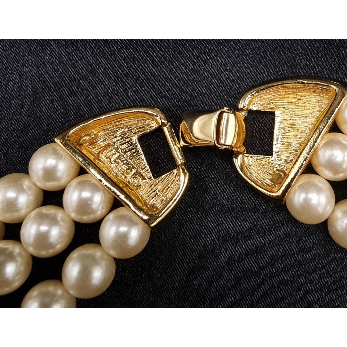 Vintage Vintage Napier 1980's-1990's Triple-Strand Faux Pearl Neckla Size ONE SIZE - 6 Thumbnail